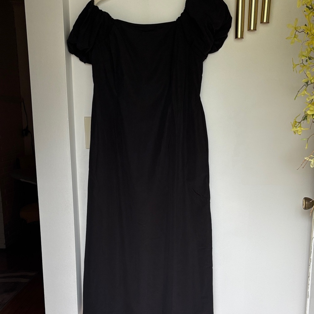 a new day Black Puff Sleeve Midi Dress